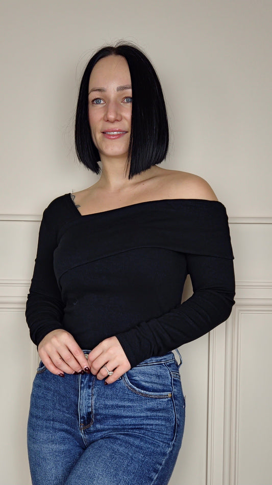 TONI - Ribbed Bodycon Off Shoulder Top