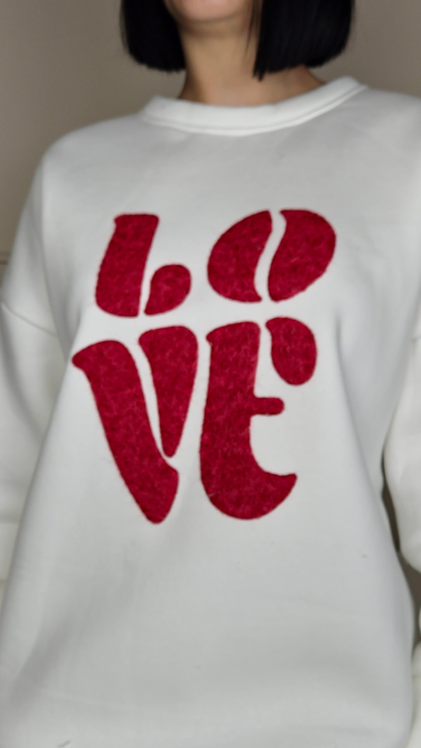 LOVE Graphic Fleece Lined Jumper Wine