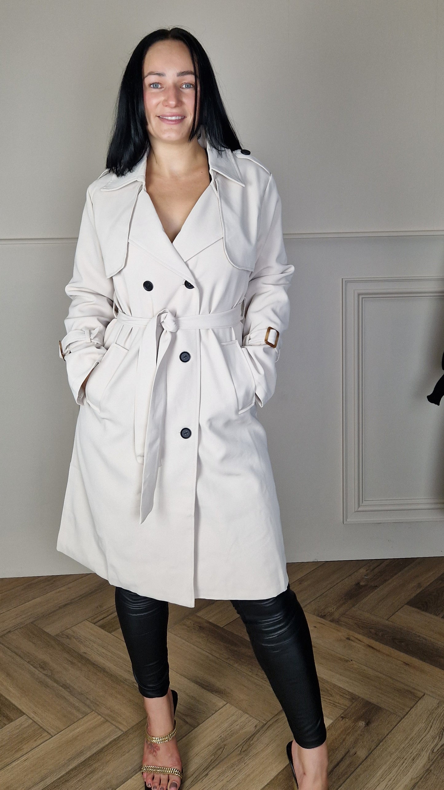 TANYA - Premium Belted Trench Coat Beige