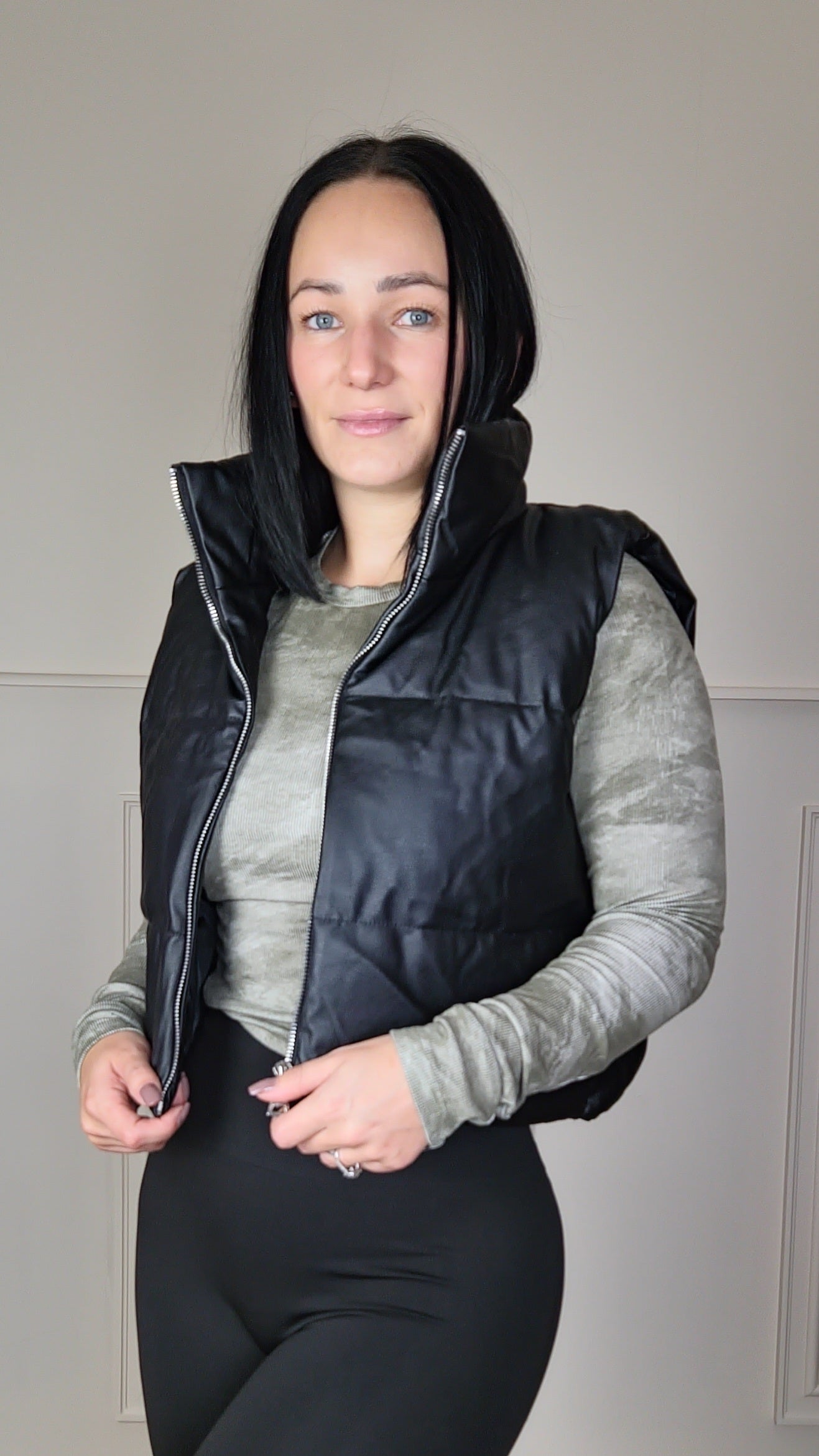 KENNEDY - PU Padded Cropped Gilet
