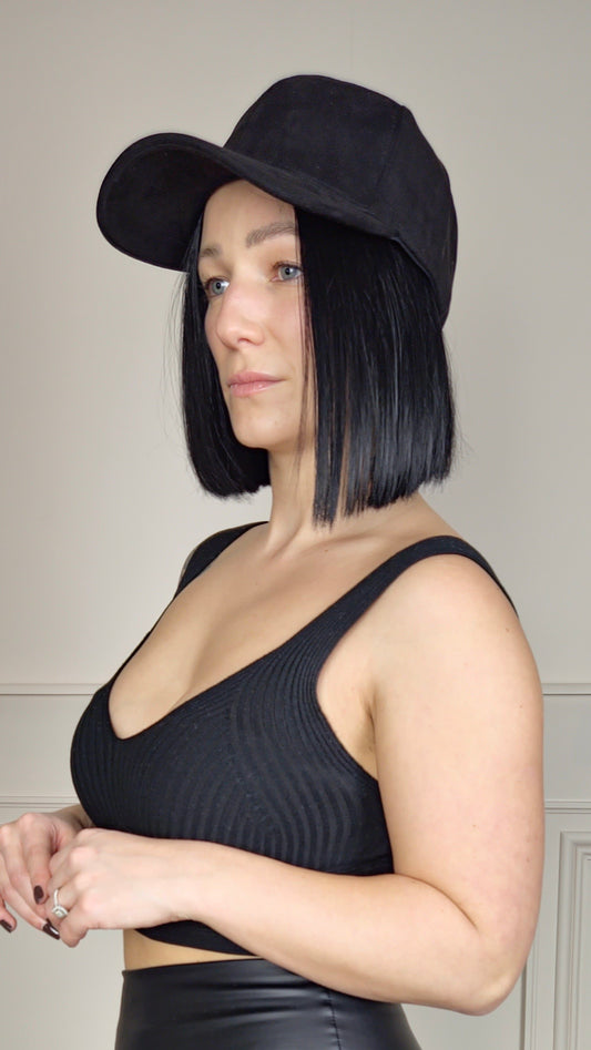 ESTELLE - Faux Suede Baseball Cap Black