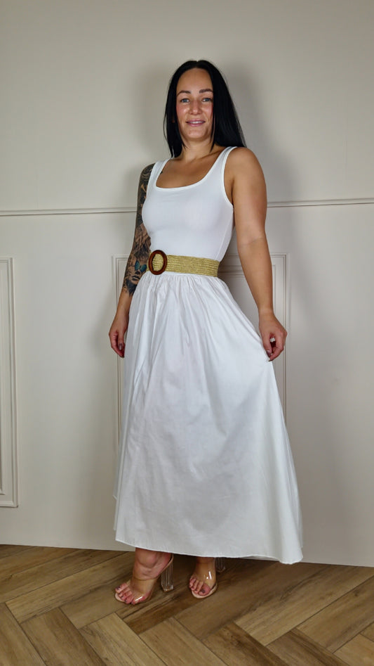 KEELEY - Two Tone Dress White/White