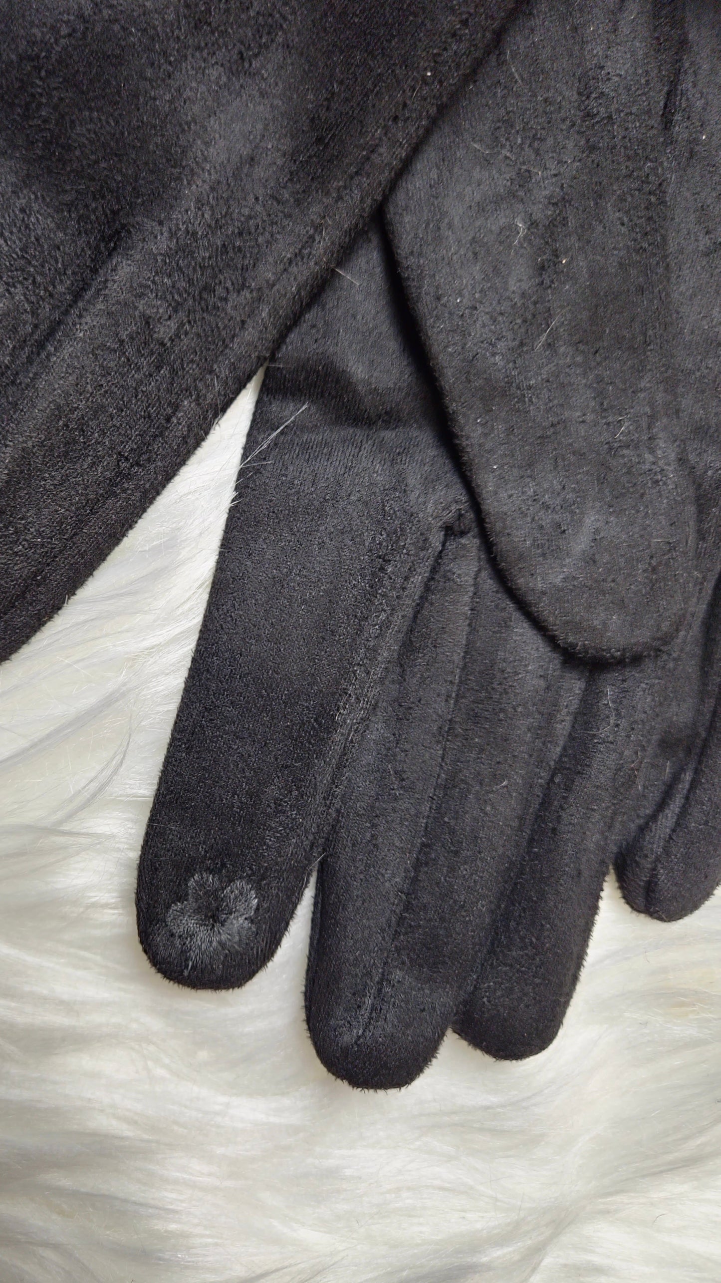 MACEY - Suedette Faux Fur Gloves Leopard
