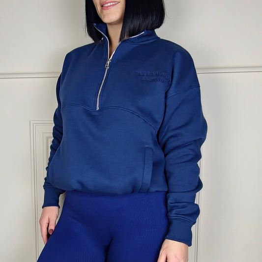 SANTA MONICA - Half Zip Sweatshirt Blue