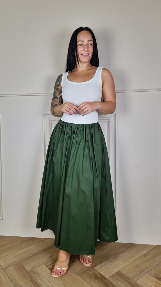 KEELEY - Two Tone Dress White/Khaki