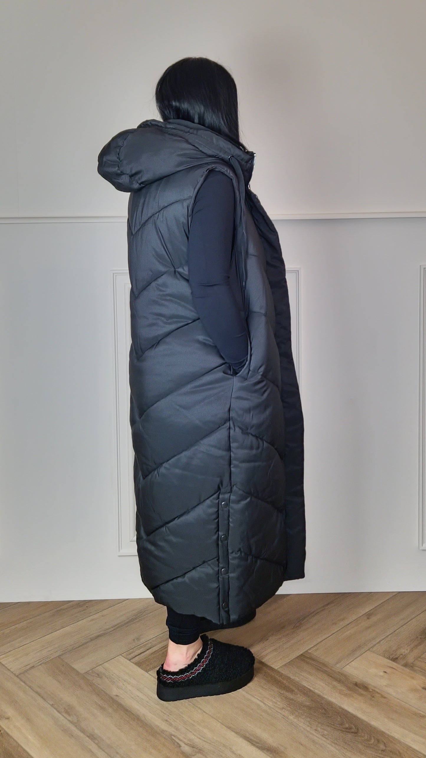 SIENNA - Longline Padded Gilet Black