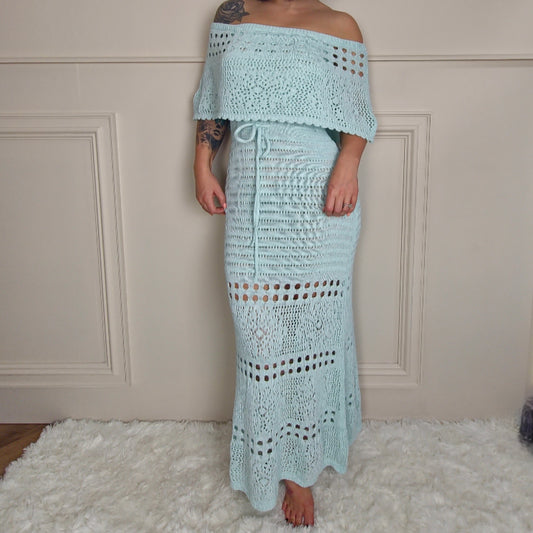 HATTIE - Crochet Overlay Bandeau Maxi Dress