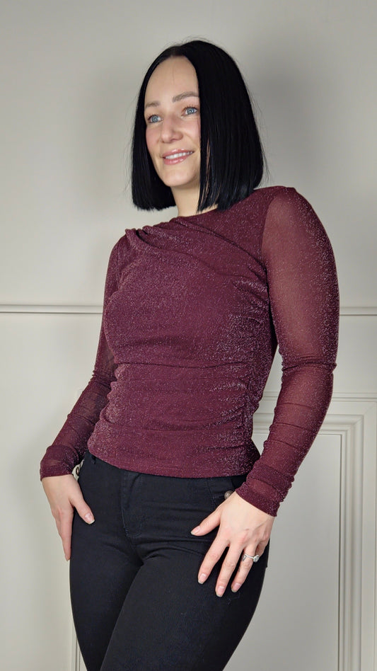 HEIDI - Sheer Sleeve Lurex Blouse