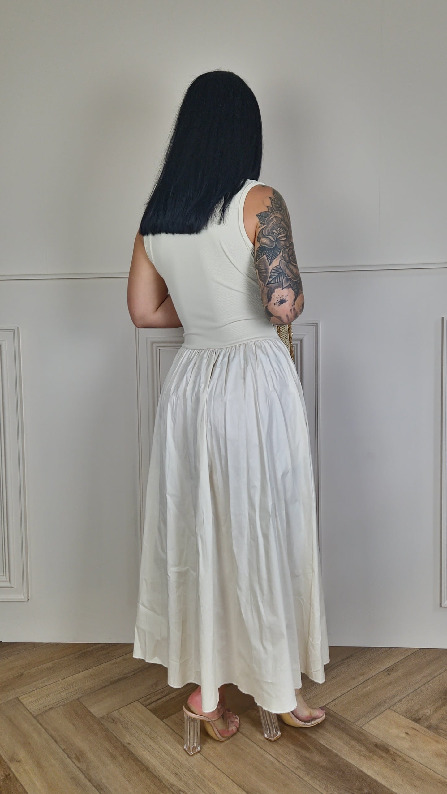 KEELEY - Two Tone Dress Cream