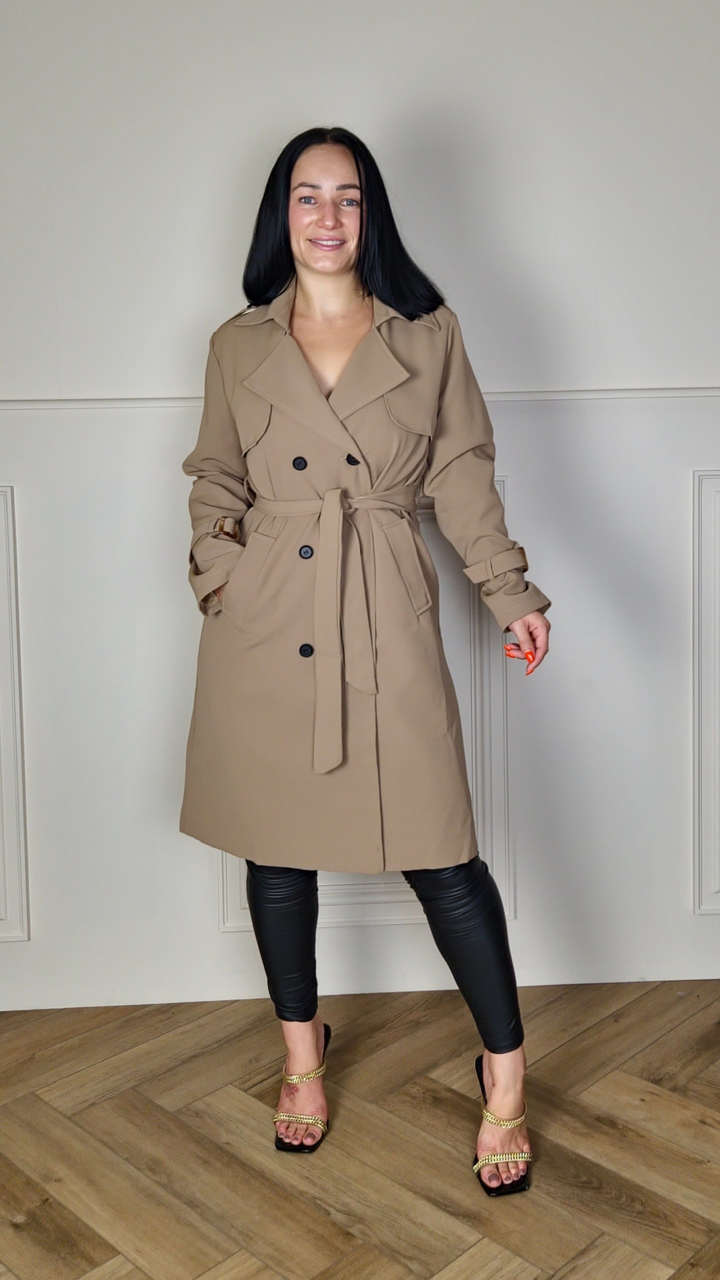 TANYA - Premium Belted Trench Coat Camel