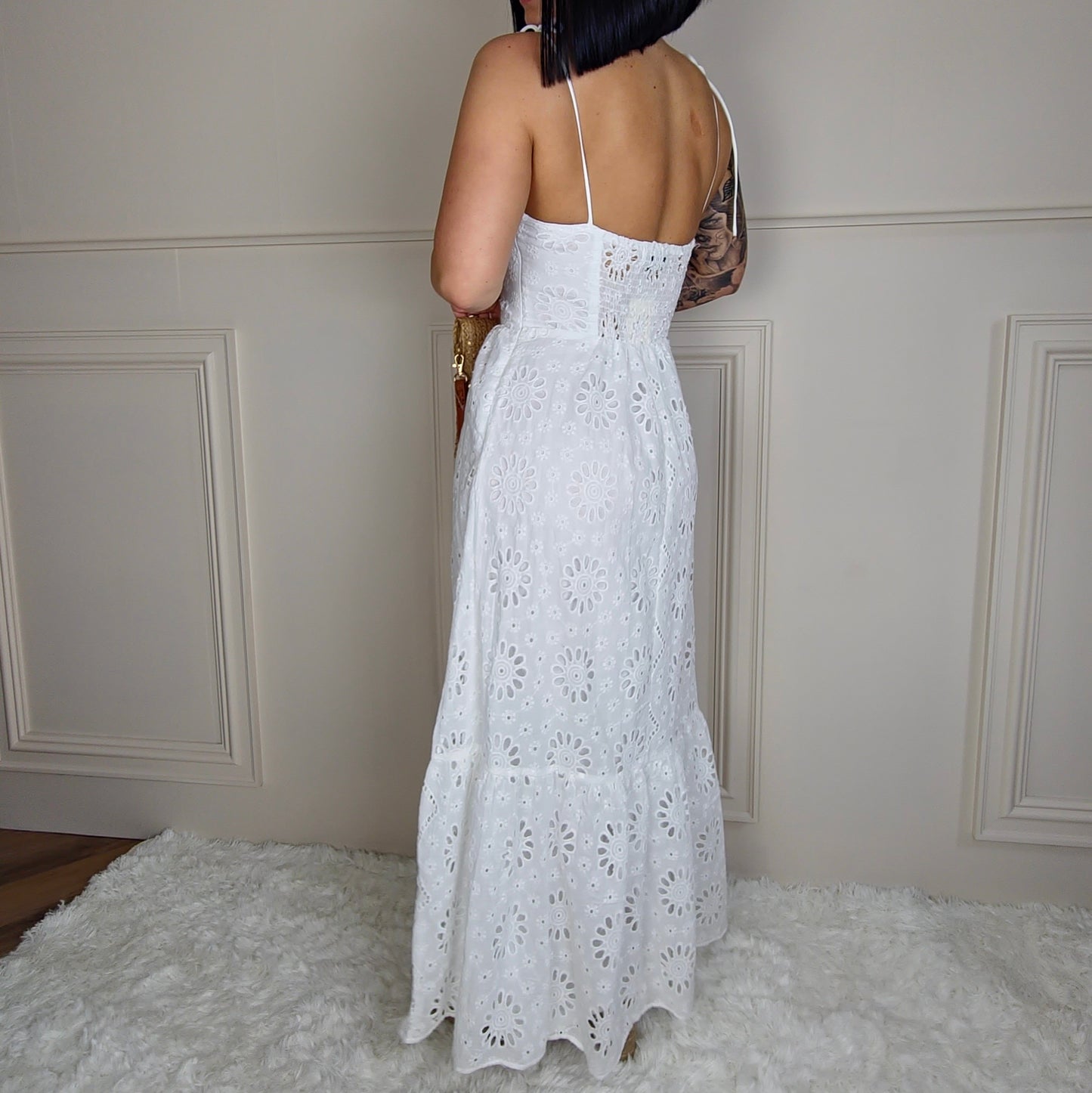 LOLA - Embroidery Anglaise Strappy Maxi Dress