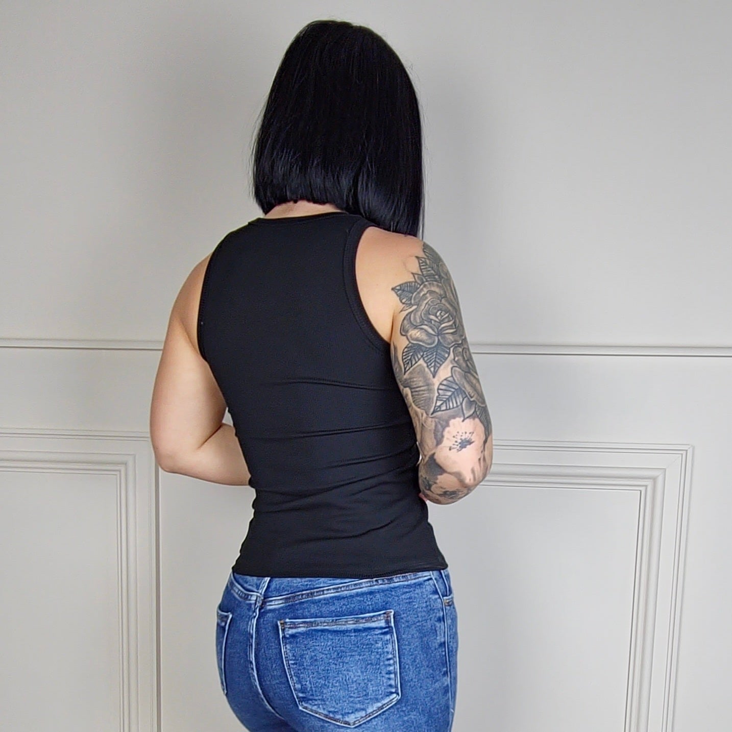 NADIA - Ribbed Vest Top Black