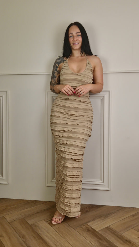 FLORENCE - Layered Halterneck Maxi Dress