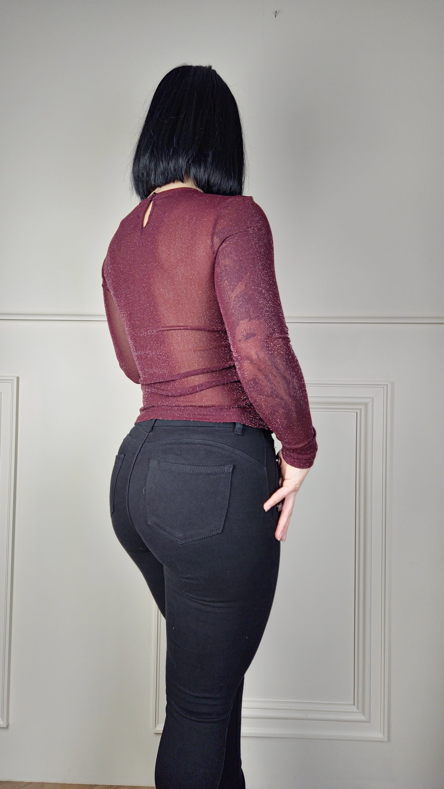 HEIDI - Sheer Sleeve Lurex Blouse