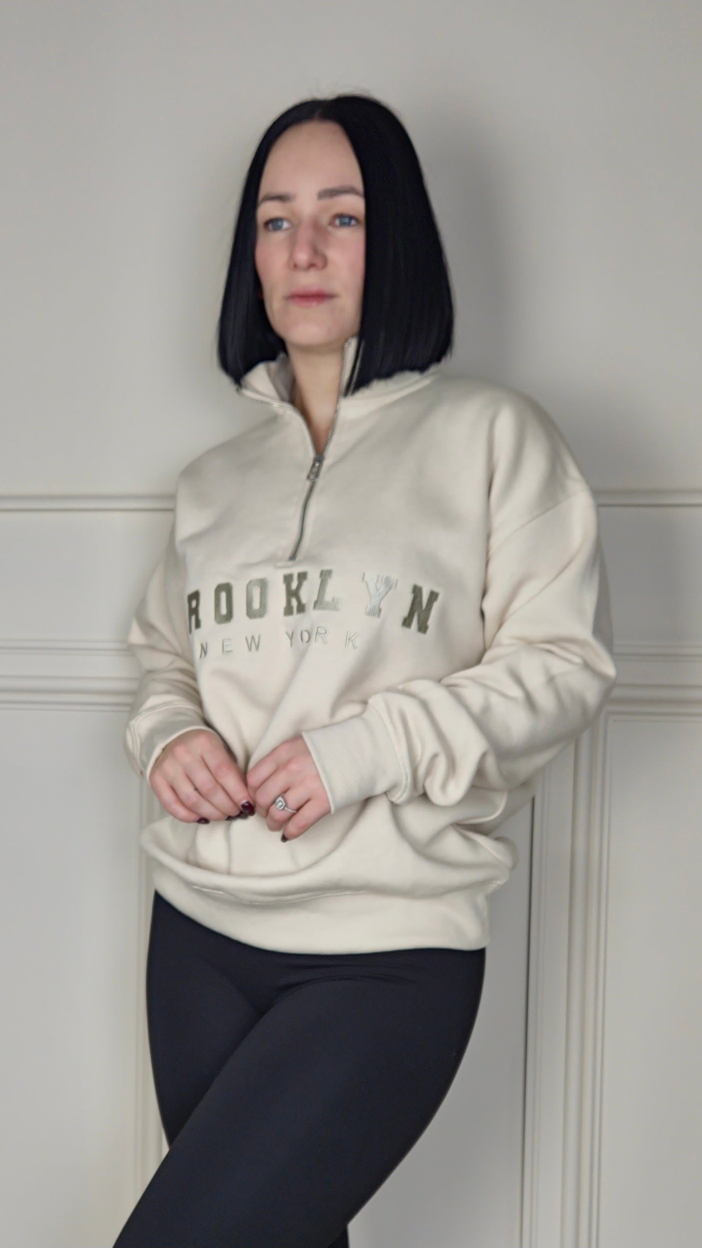 BROOKLYN - Half Zip Sweatshirt Cream