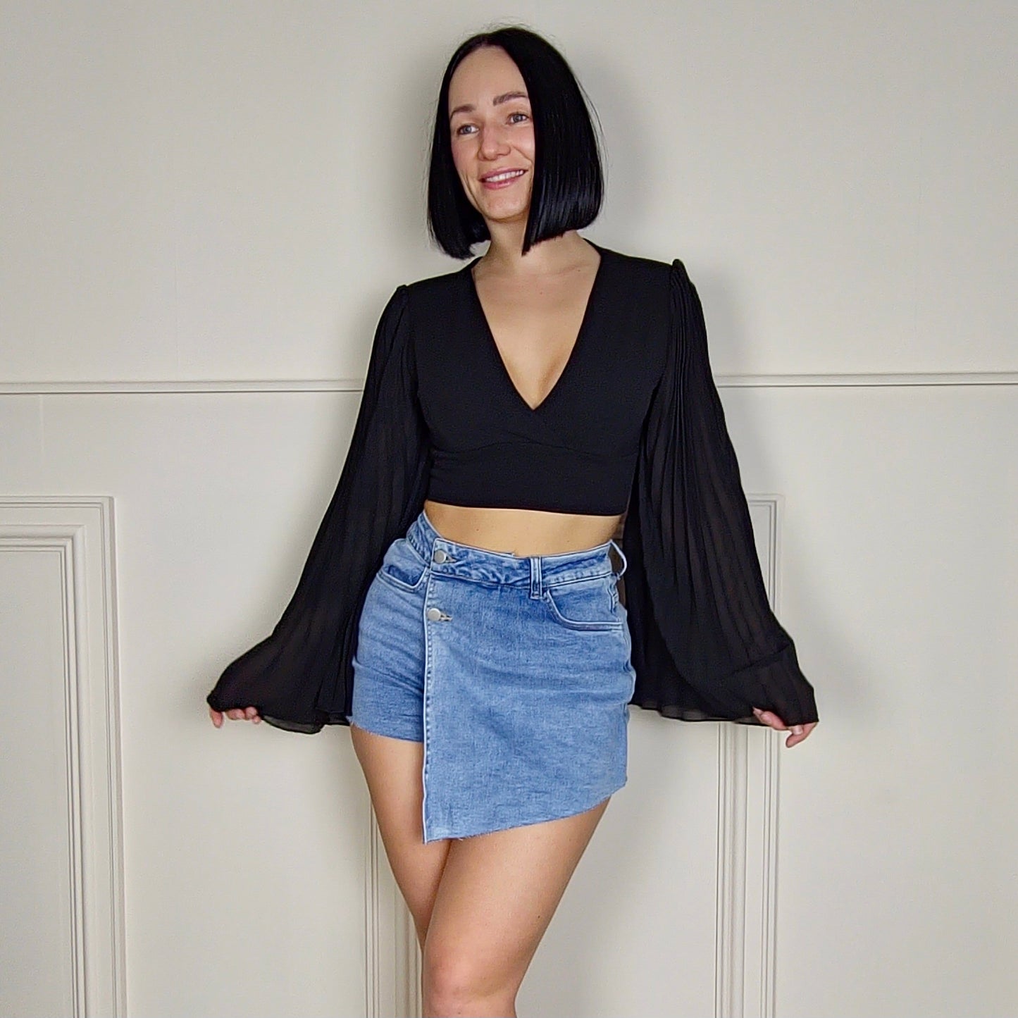 JENNIE - Overlay Denim Mini Skort