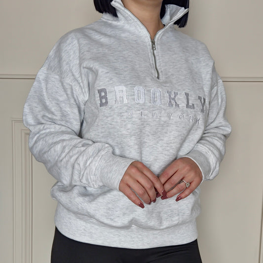 BROOKLYN - Half Zip Sweatshirt Grey