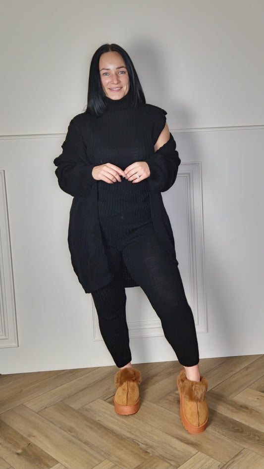REMI - Three Piece Knitted Set Black