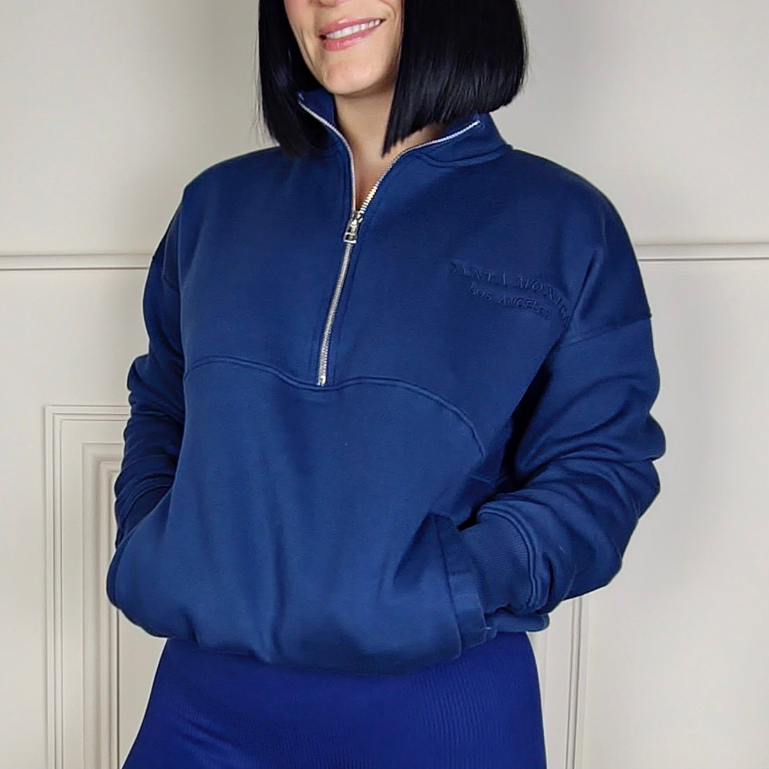SANTA MONICA - Half Zip Sweatshirt Blue
