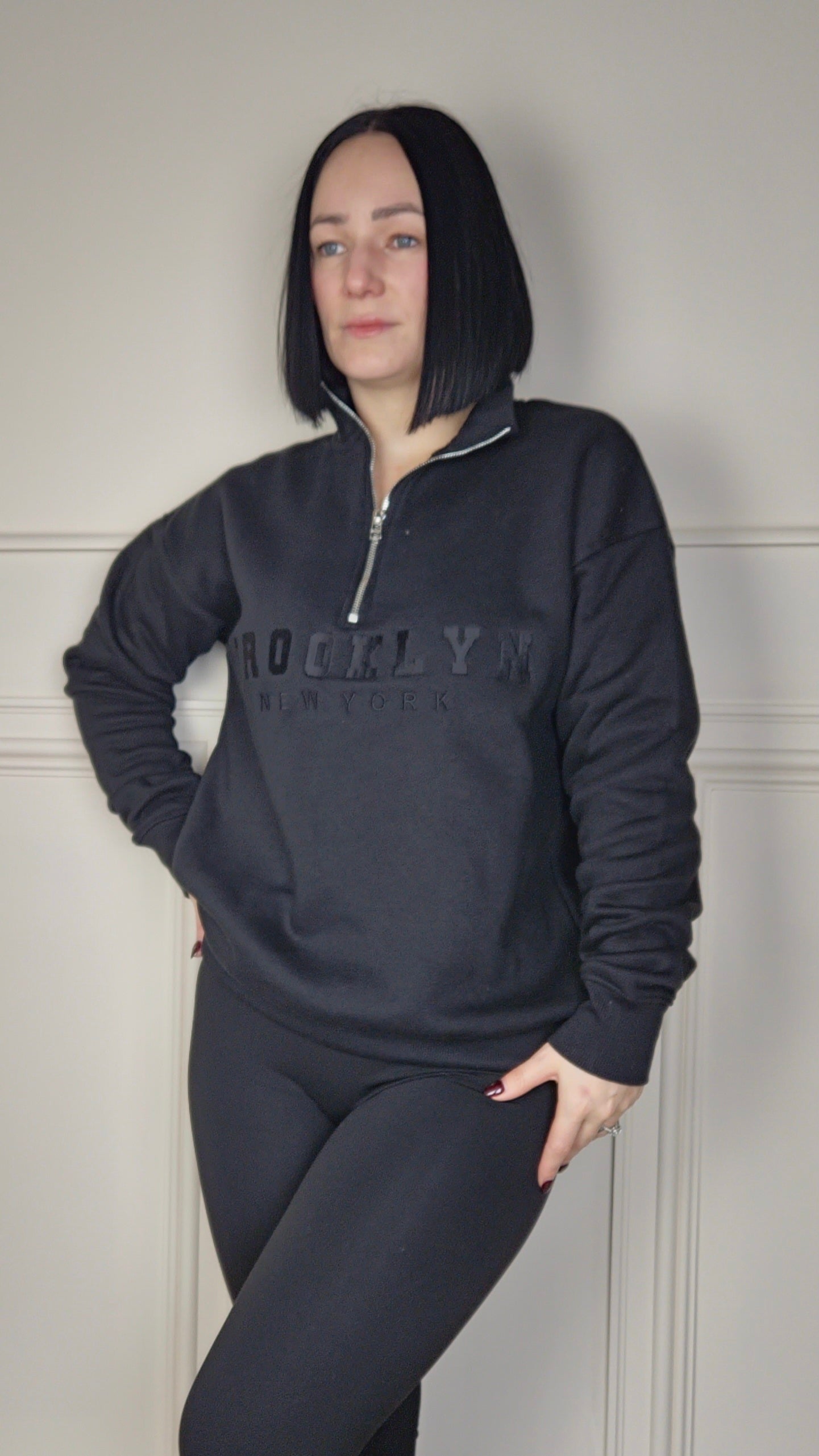 BROOKLYN - Half Zip Sweatshirt Black