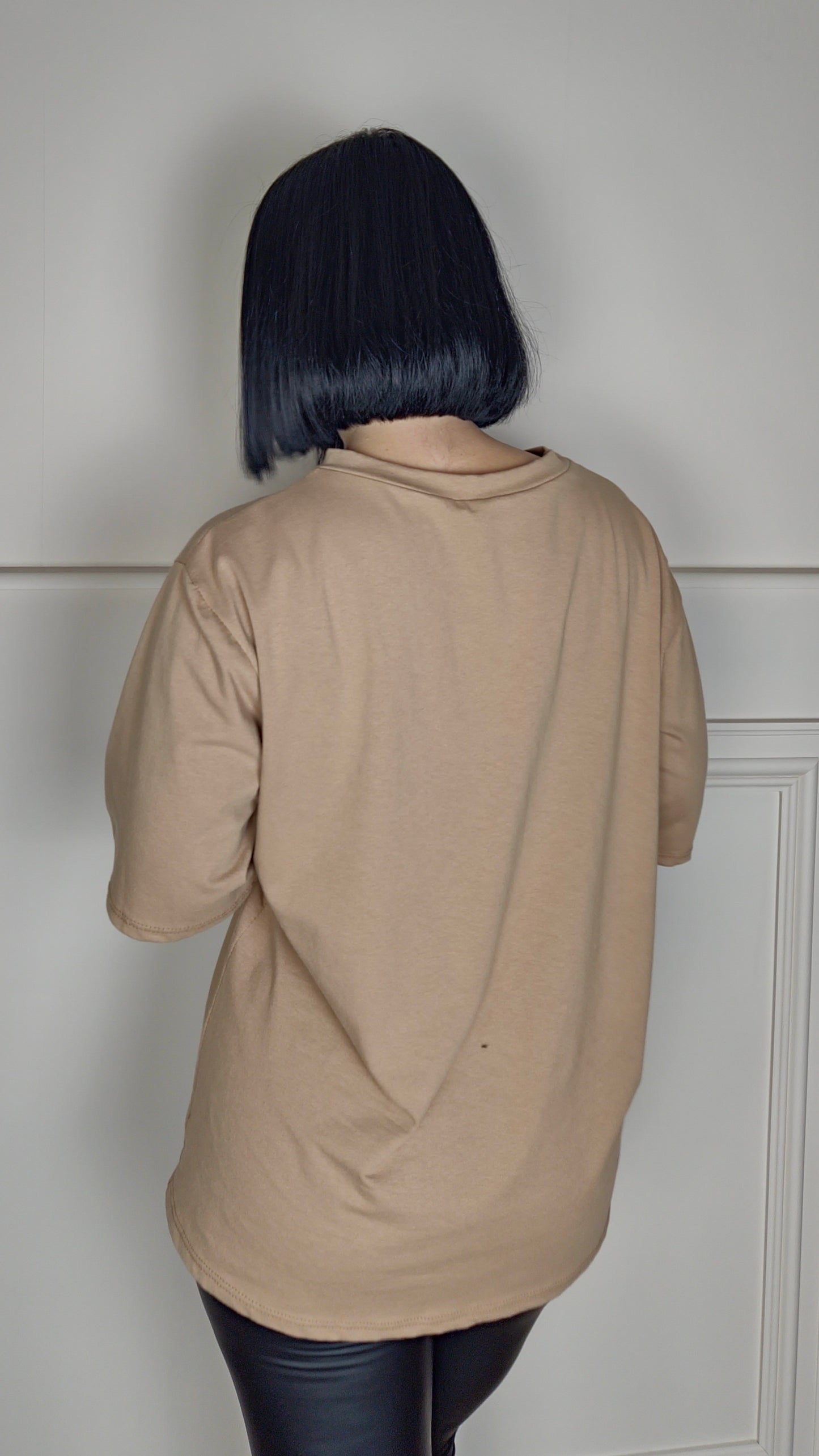JAYE - Camel Cotton Leopard Pocket Detail Tee
