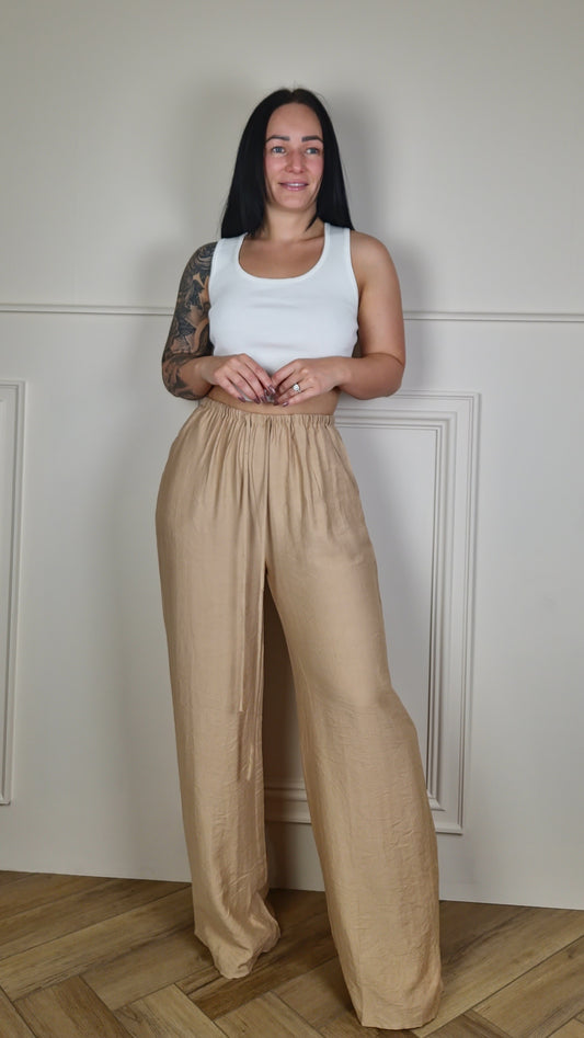 CARRIS - Wide Leg Drawstring Trousers