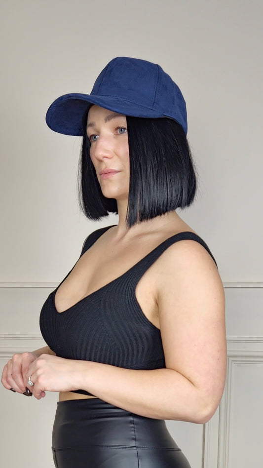 ESTELLE - Faux Suede Baseball Cap Blue