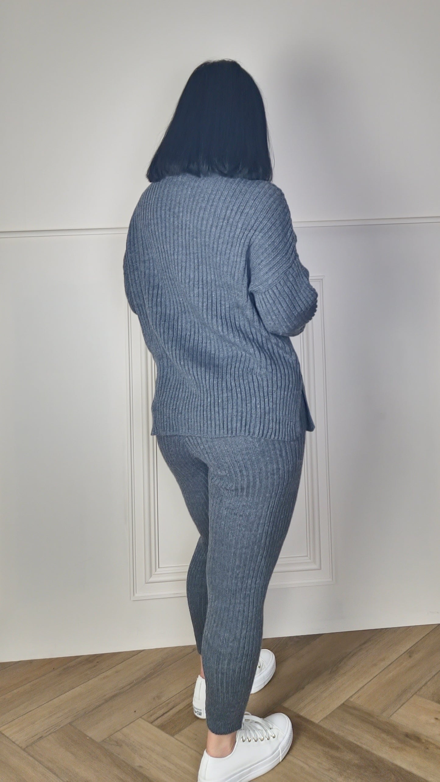 ROISIN - Two Piece Roll Neck Jumper & Leggings Set Grey