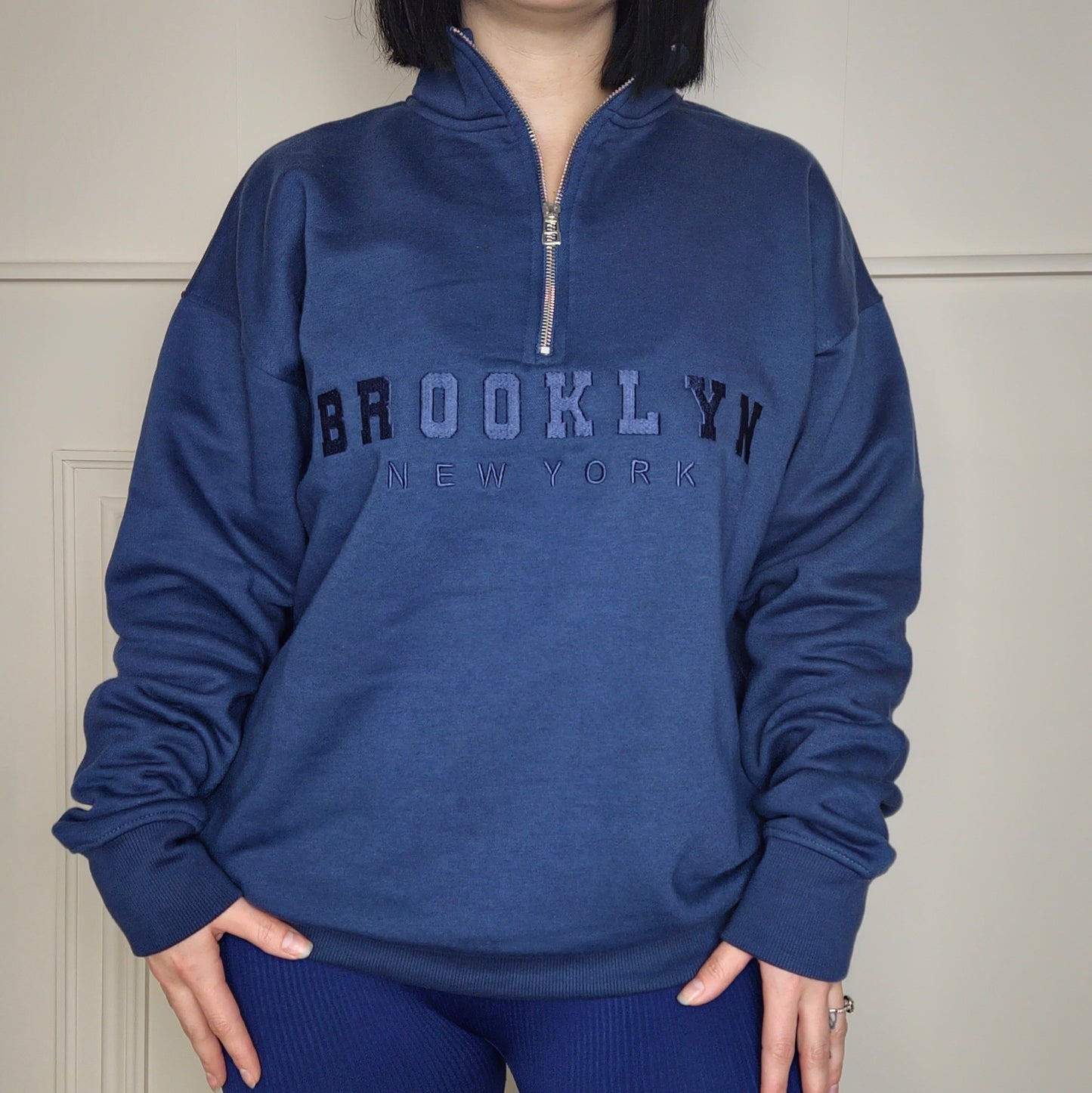 BROOKLYN - Half Zip Sweatshirt Aegan Blue