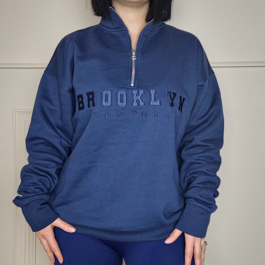BROOKLYN - Half Zip Sweatshirt Aegan Blue