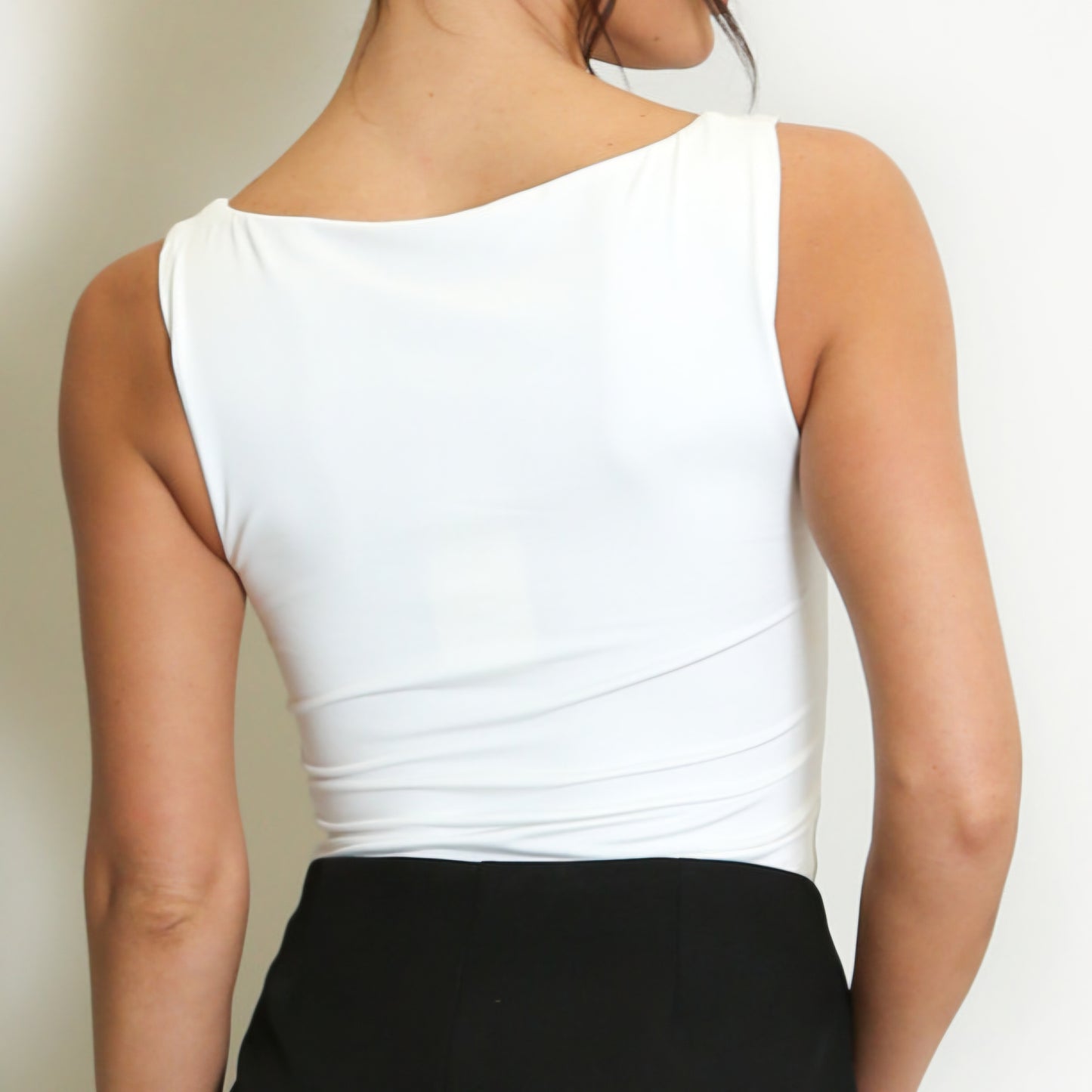 WILLOW - Gold Detail Square Neck Top White