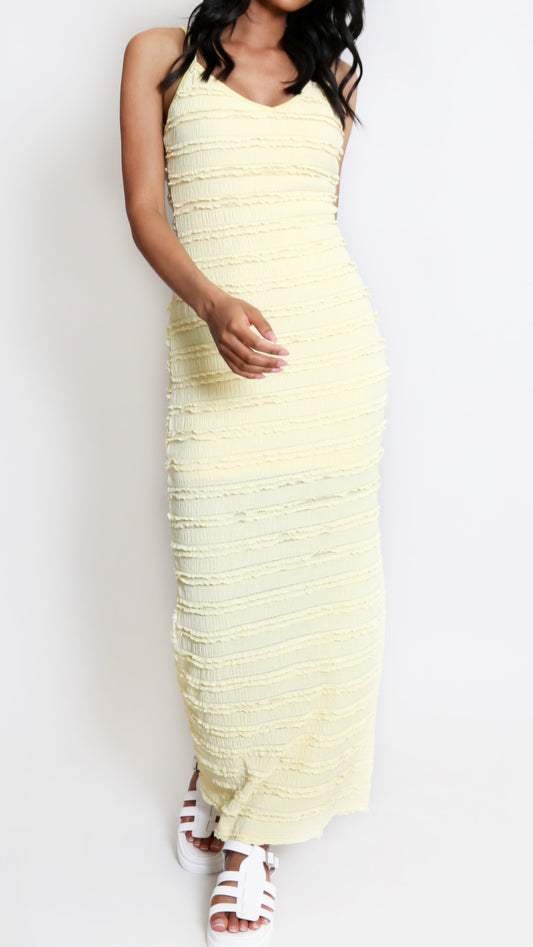 CLAUDIA - Strappy Cami Textured Dress Yellow